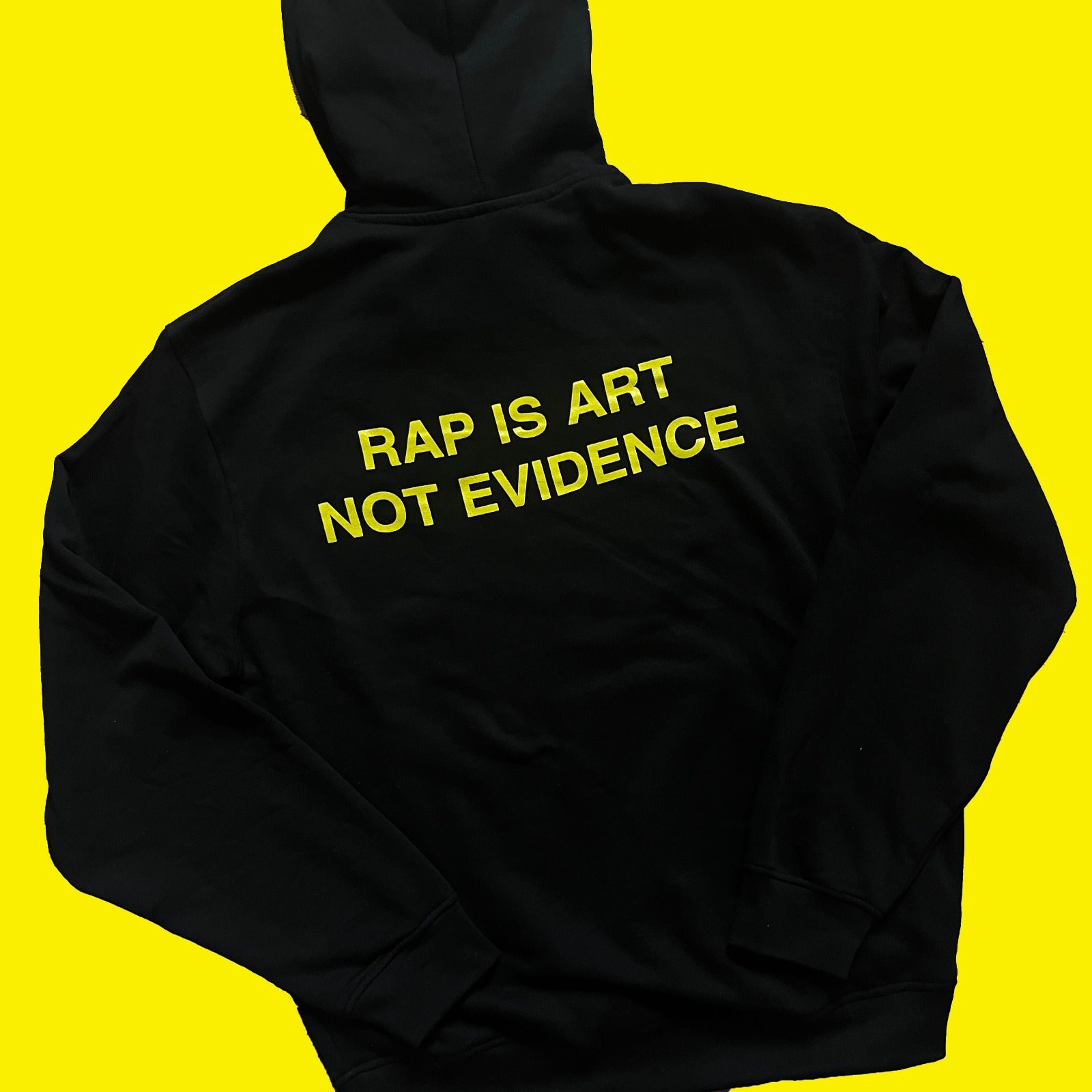 RAP IS ART NOT EVIDENCE logo script pullover hoodie